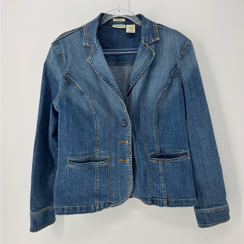 St. John's Bay Blue‎ Denim Stretch Jacket, Size L